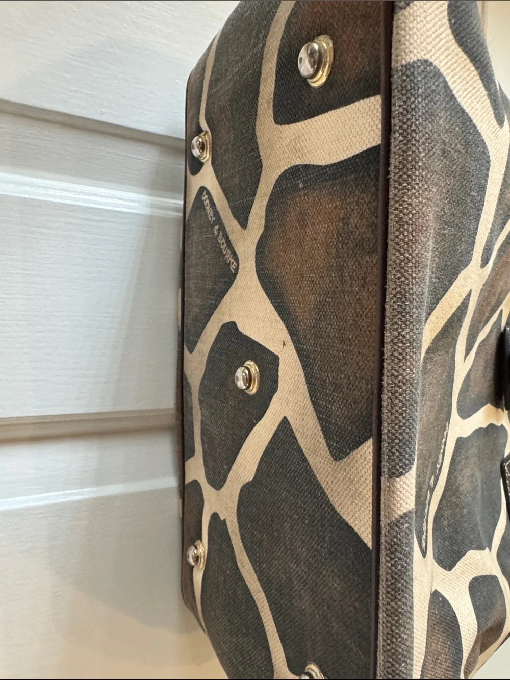 Dooney & Bourke Brown and Cream Giraffe-Print Shoulder Tote